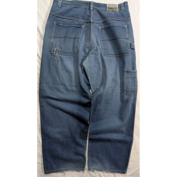 VTG Schott Bros NYC Jeans Mens 38x34 Baggy Relaxed Wide Leg Medium Wash Y2K
